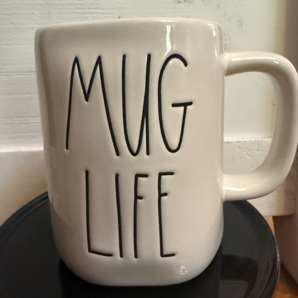 Rae Dunn Cream Mug with 'Mug Life' Design